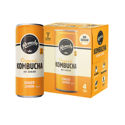 Remedy Kombucha Ginger Lemon 250ml - 4 pack