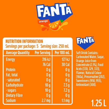 Fanta Orange Soft Drink Bottle 1.25l