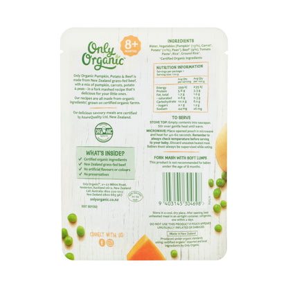 Only Organic Pumpkin Potato & Beef Baby Food 8+ Months - 170g