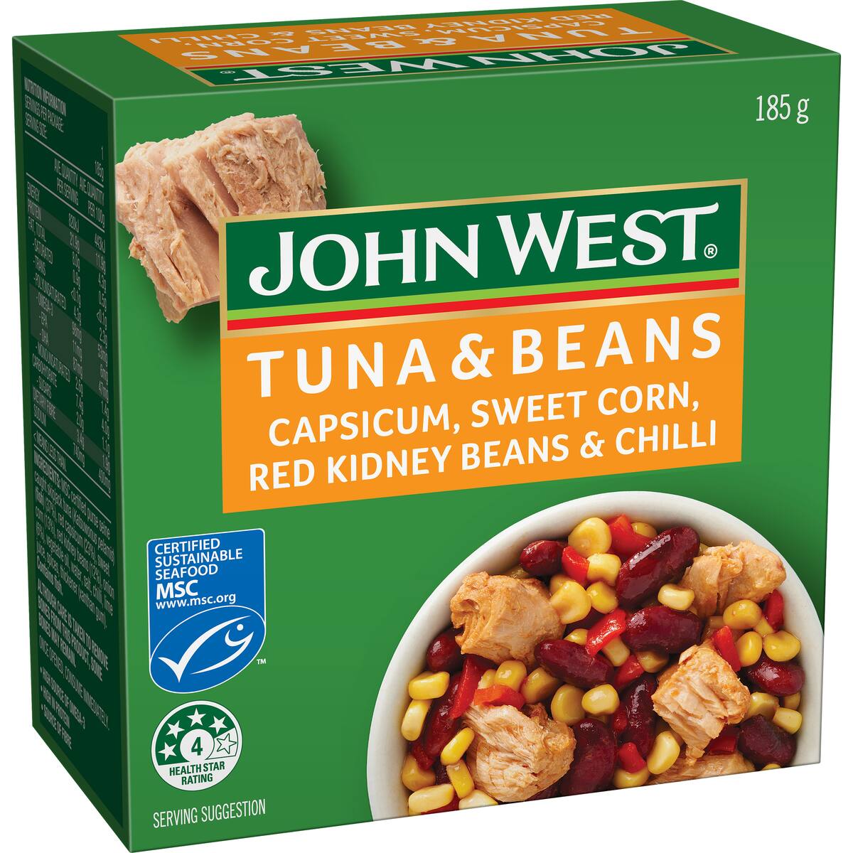 John West Tuna & Beans Capsicum Corn Red Kidney Beans & Chilli 185g