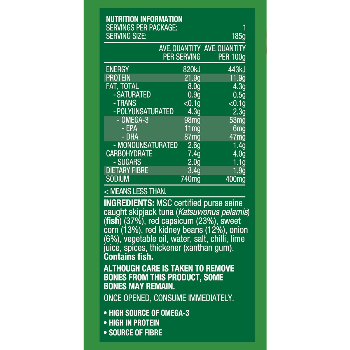 John West Tuna Beans Capsicum Corn & Chilli 185g