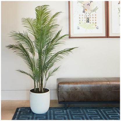 CGH Artificial Palm Tree In Ribbed Pot 2M | Lifelike, High-Quality, Hassle-Free Maintenance | Artisan Style Planter