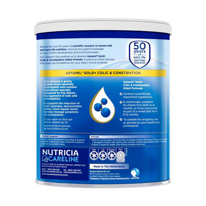 Aptamil Gold+ Colic & Constipation Baby Infant Formula From Birth To 12 Months - 900g