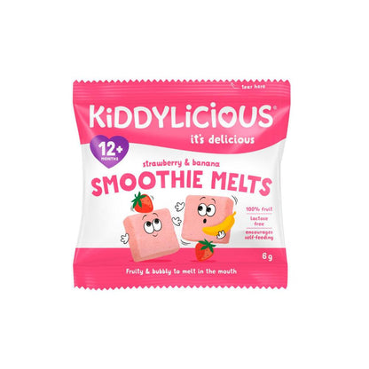 Kiddylicious Gluten Free Strawberry & Banana Smoothie Melts - 6g