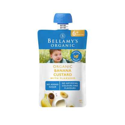 Bellamy's Organic Banana Custard With Flaxseed 6 + Months - 120g