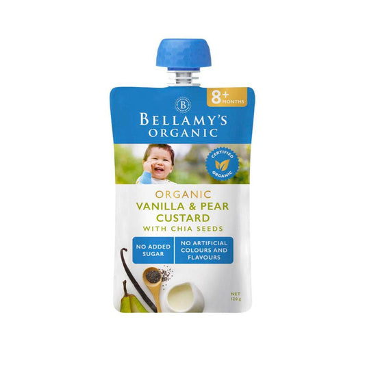 Bellamy's Organic Vanilla & Pear Custard With Chia Seeds 8 + Months - 120g