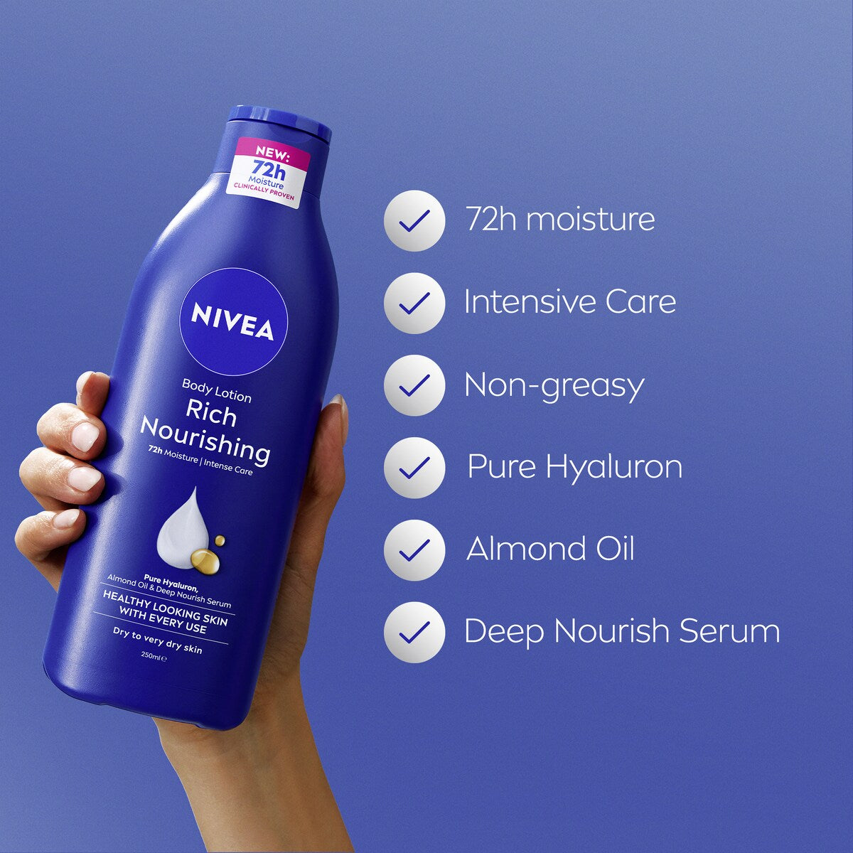 Nivea Rich Nourishing Body Lotion Deep Moisturiser For Dry Skin 250ml