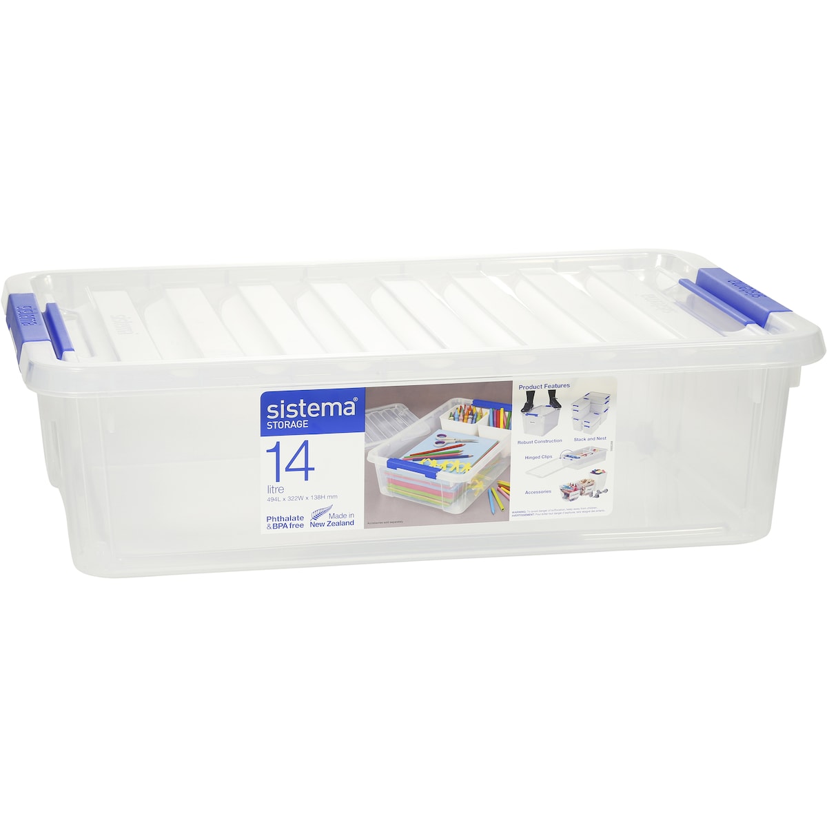 Sistema Storage Container With Lid 14l Assorted Each