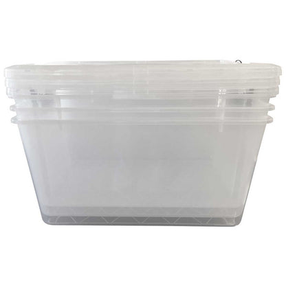 Greenmade InstaView 43L Multi-Use Storage Bin 3 Pack - Stackable with Clip Lock Handles, Crystal Clear Visibility, 100% Polypropylene