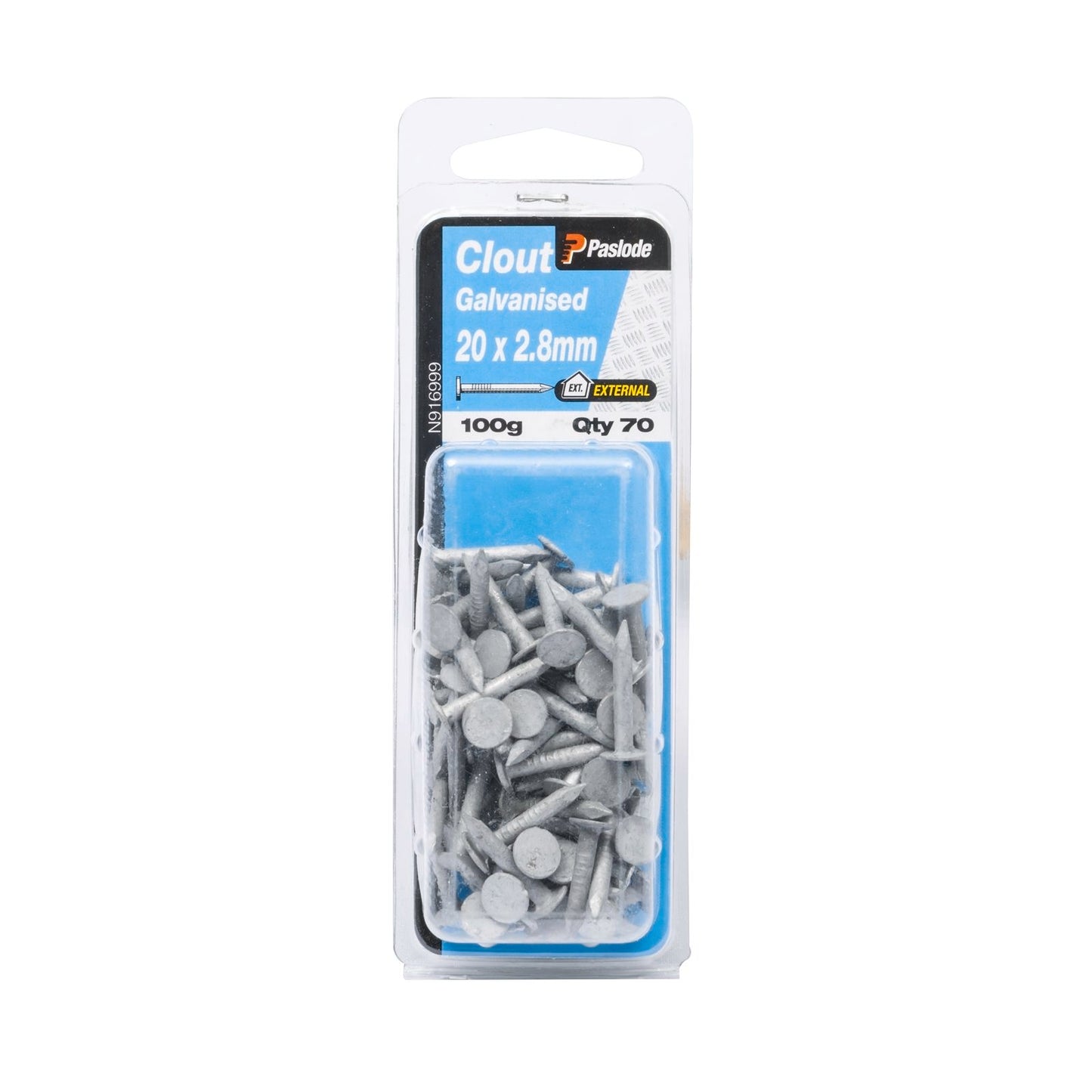Paslode Galvanised Clout Nails - 20 x 2.8mm - 70 Pack