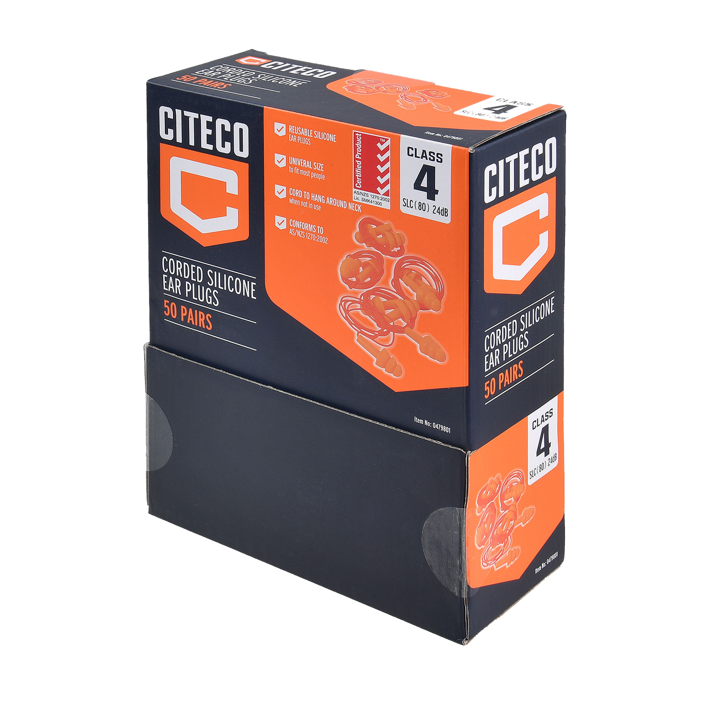 Citeco Class 4 Corded Silicone Ear Plugs - 50 Pairs