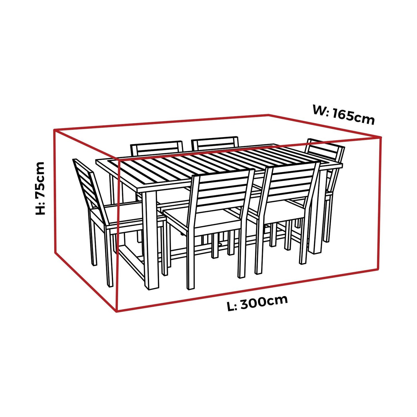 Mojo Large Rectangle Table & Chairs Cover - 3000 x 1650mm