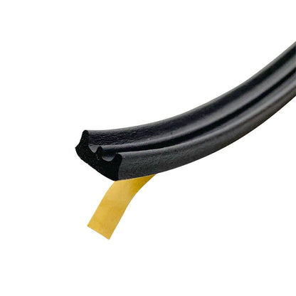 Moroday E Shaped Weatherseal 9mm x 4.5mm x 5m Black EPDM Rubber