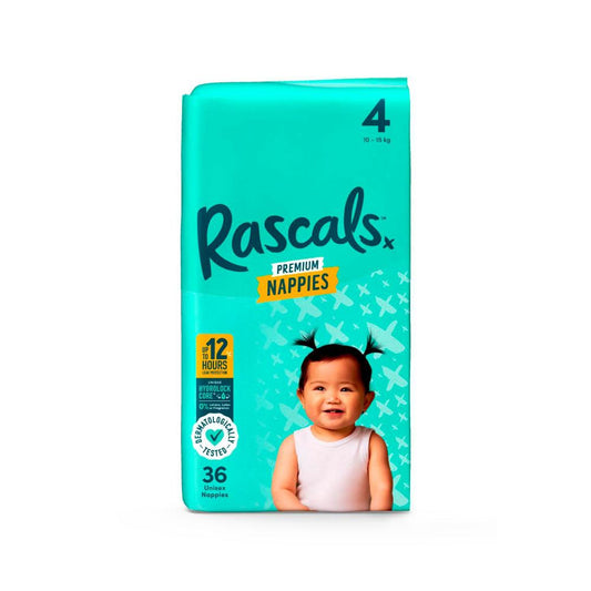 Rascals Premium Nappies Size 4 (10-15Kg) - 36 Pack