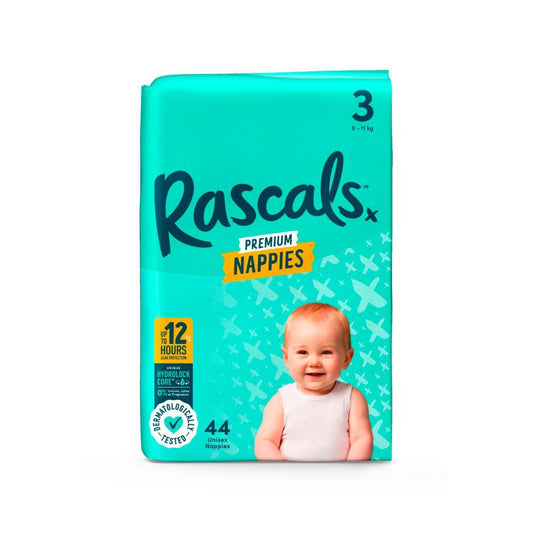 Rascals Premium Nappies Size 3 (6-11kg) - 44 Pack