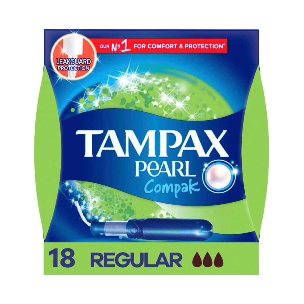 Tampax Pearl Compak Regular Applicator Tampons - 18 Pack
