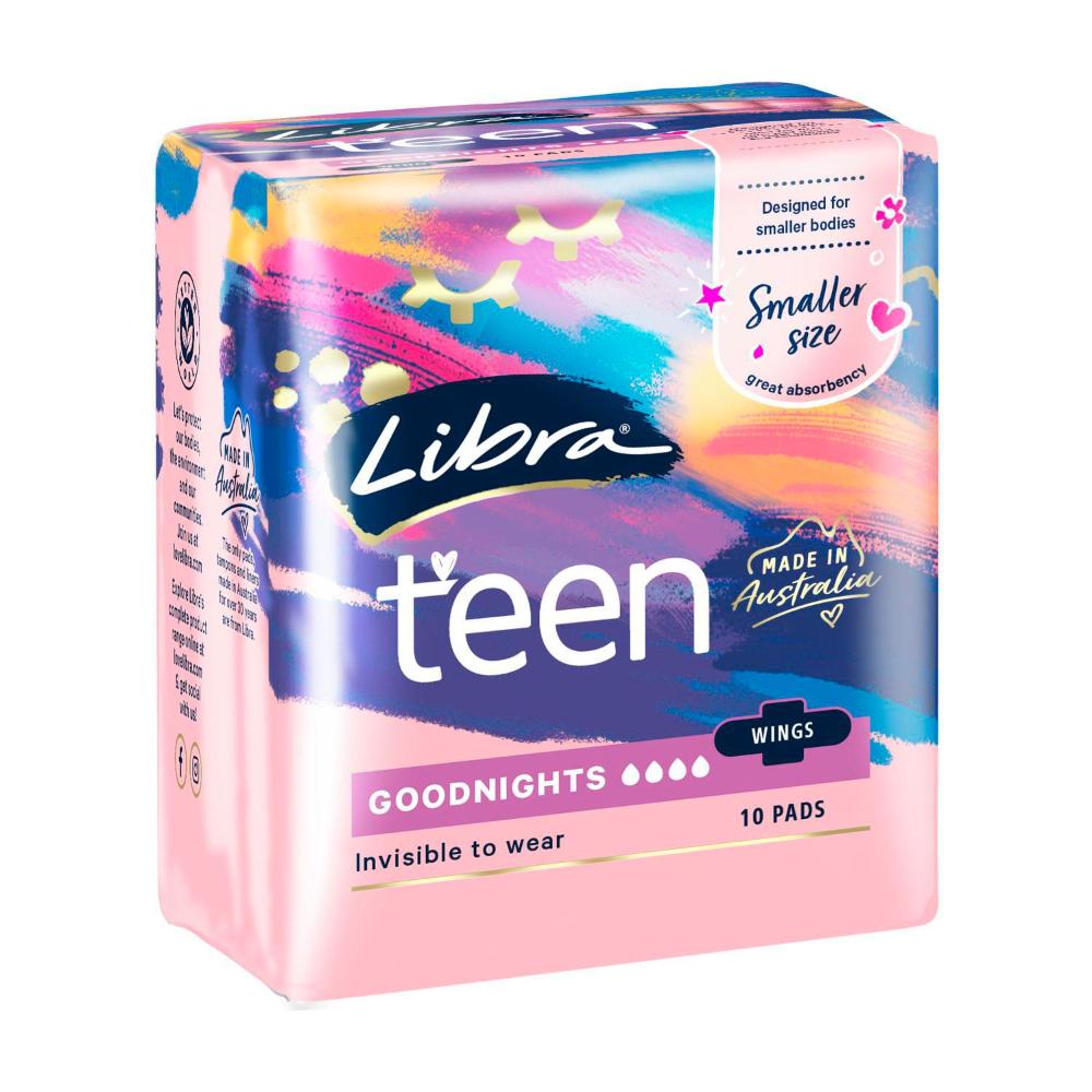 Libra Girl-teen Goodnight Pads With Wings - 10 Pack