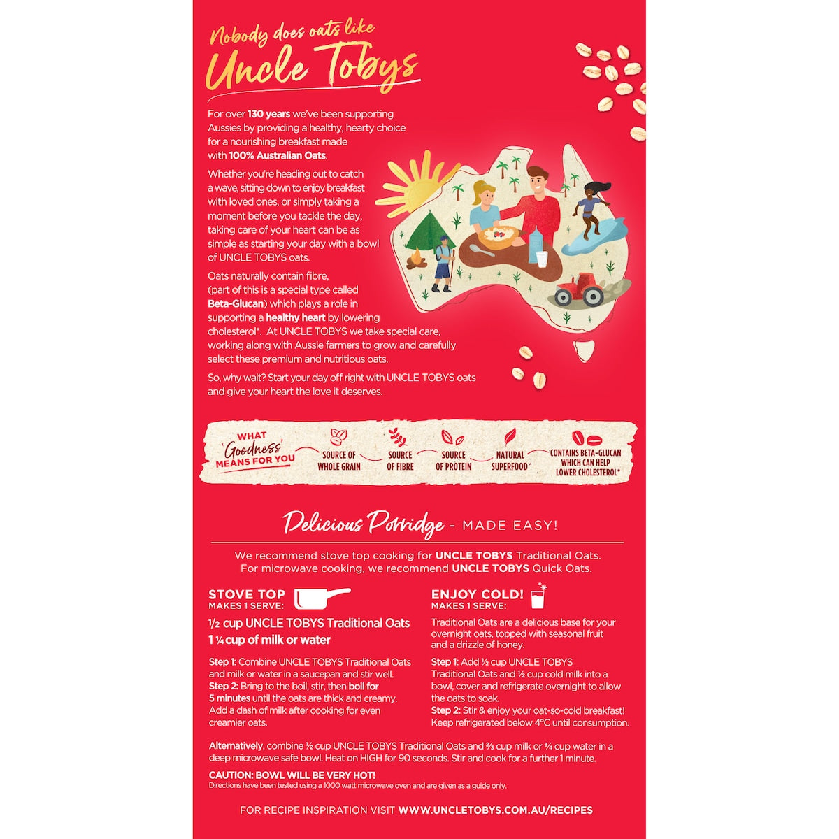 Uncle Tobys Rolled Oats Traditional Porridge 1kg