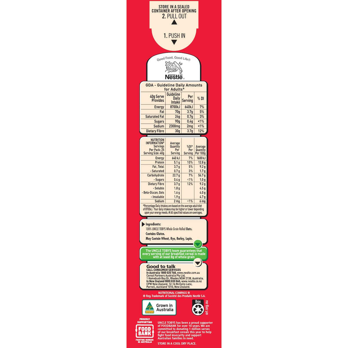 Uncle Tobys Rolled Oats Traditional Porridge 1kg