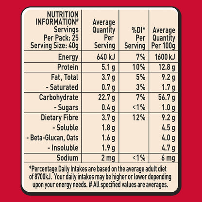Uncle Tobys Oats Traditonal Rolled Oats Porridge 1kg