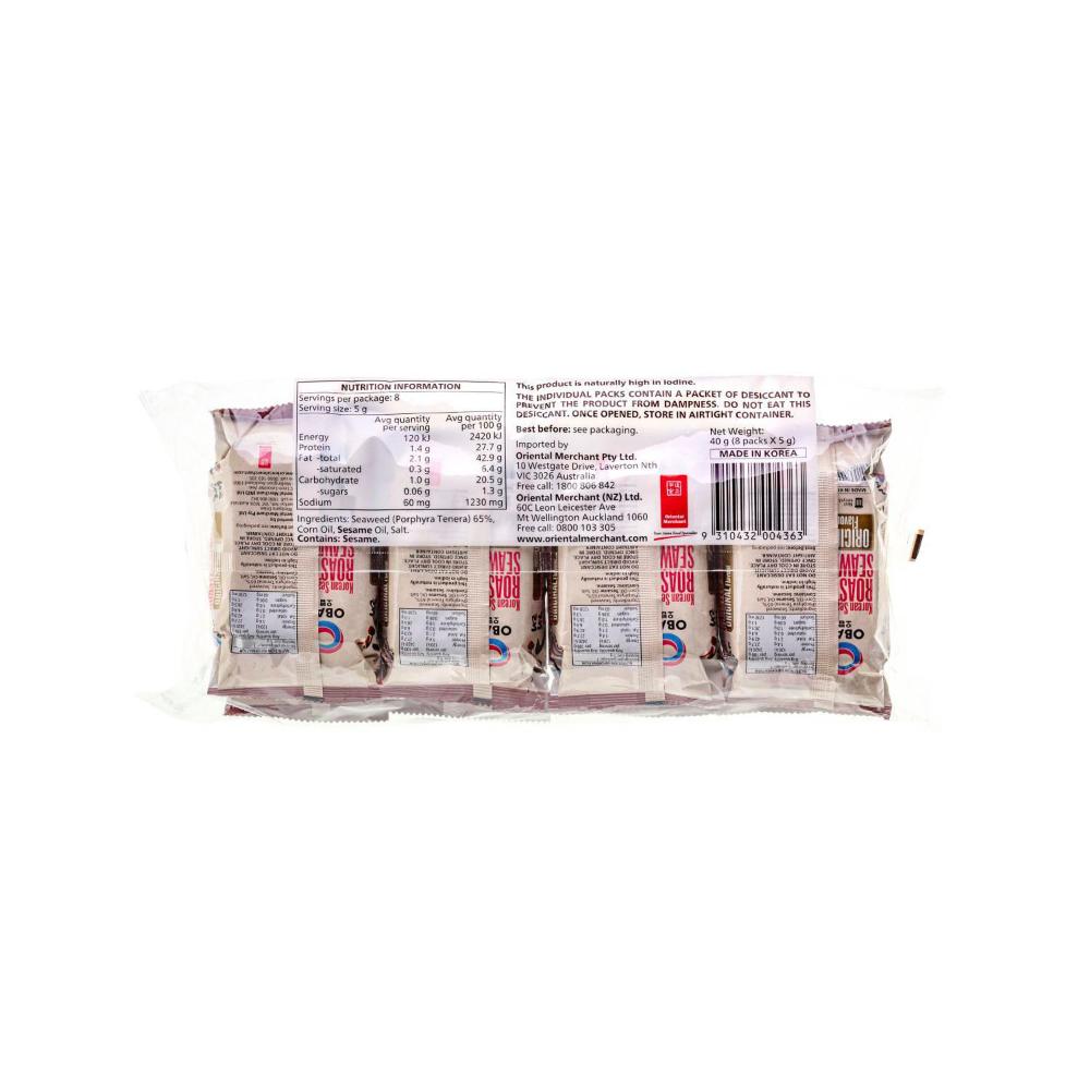 OBAP Roasted Seasoned Seaweed 8 Pack - 40g