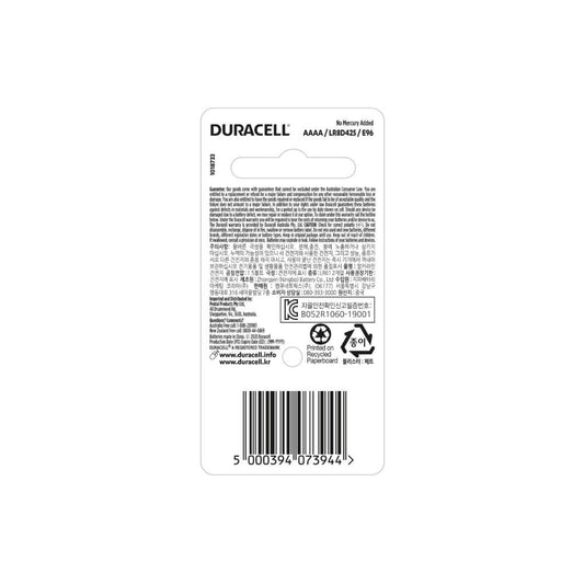 Duracell Specialty Aaaa Alkaline Batteries - 2 Pack