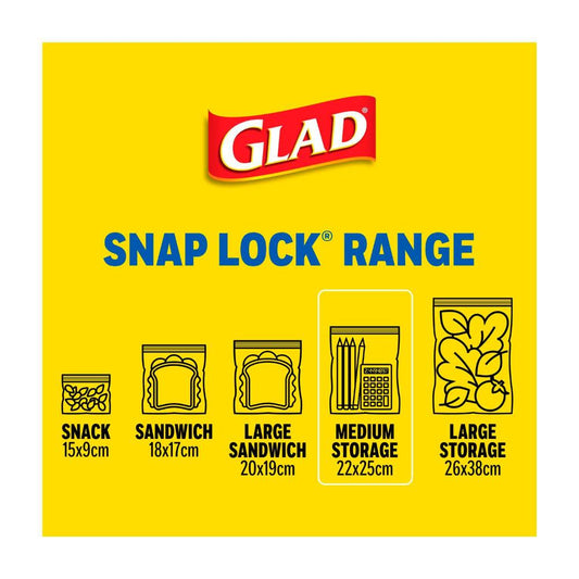 Glad Snap Lock Storage Bags Medium - 15 pack