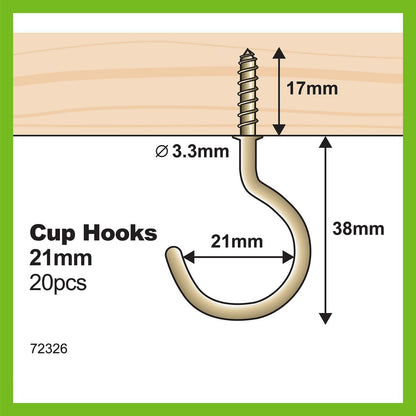 Everhang Cup Hook - 21mm - 20 Pack