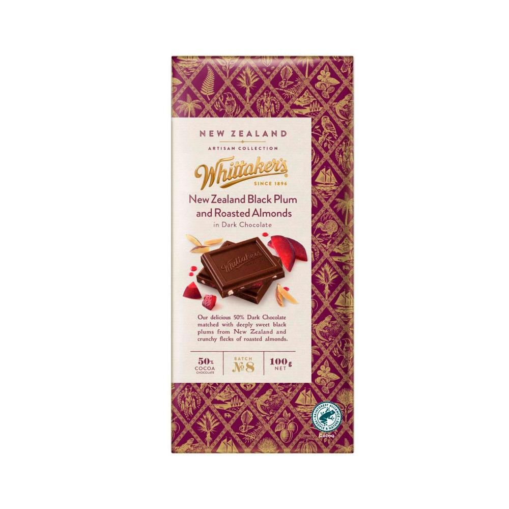 Whittaker's Hawke's Bay Black Doris Plum & Roasted Almonds Dark Chocolate - 100g