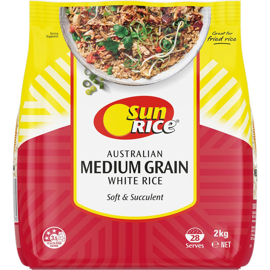 Sunrice White Rice Calrose Medium Grain 2kg