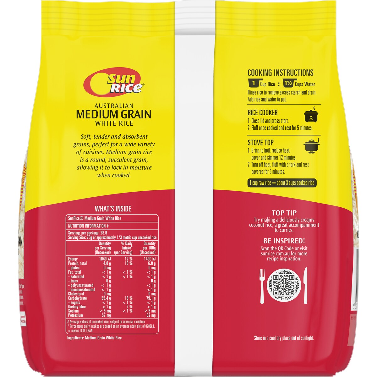 Sunrice White Rice Calrose Medium Grain 2kg