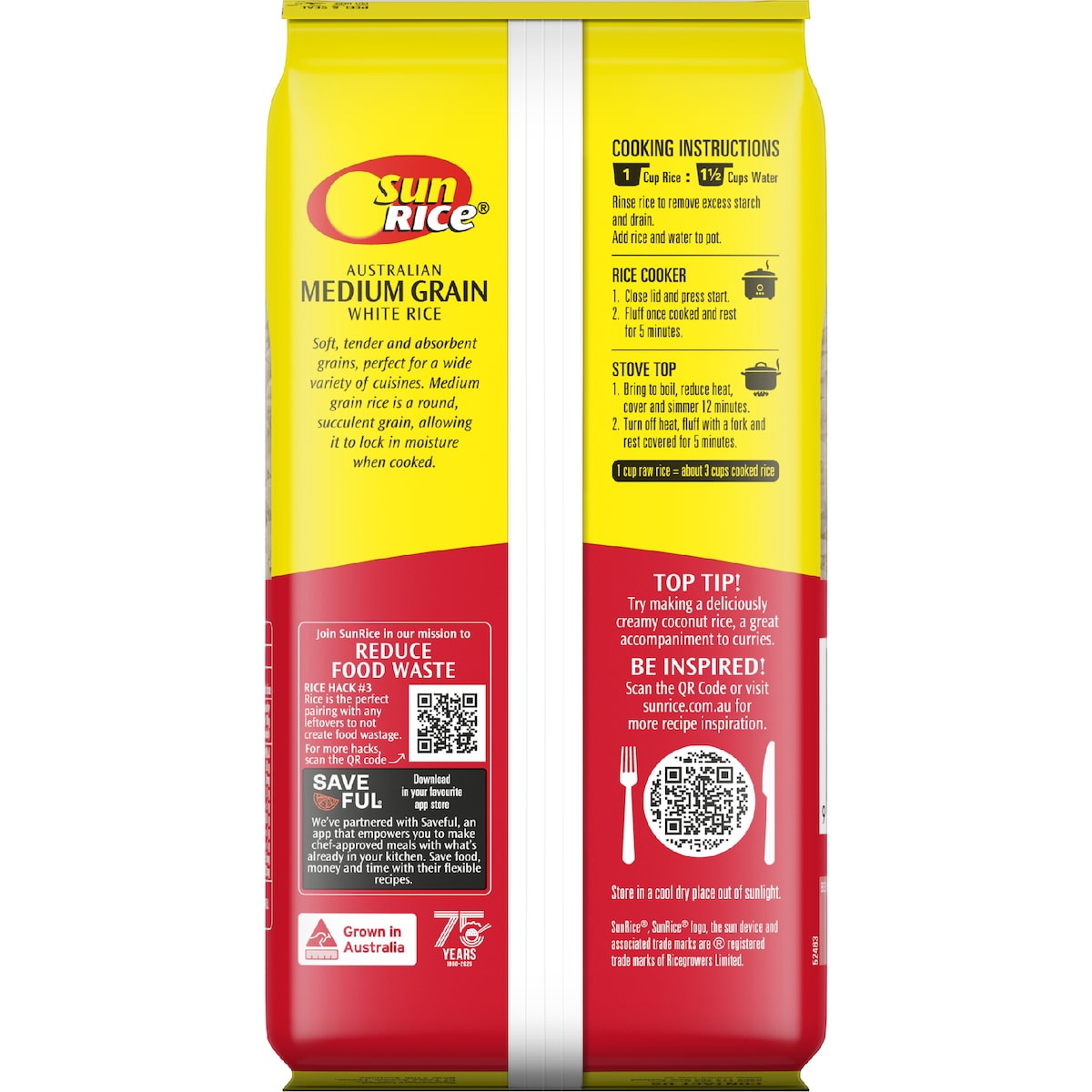 Sunrice Australian White Rice Medium Grain 1kg