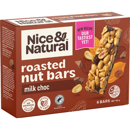 Nice & Natural Roasted Nut Bars Milk Choc 6 Pack