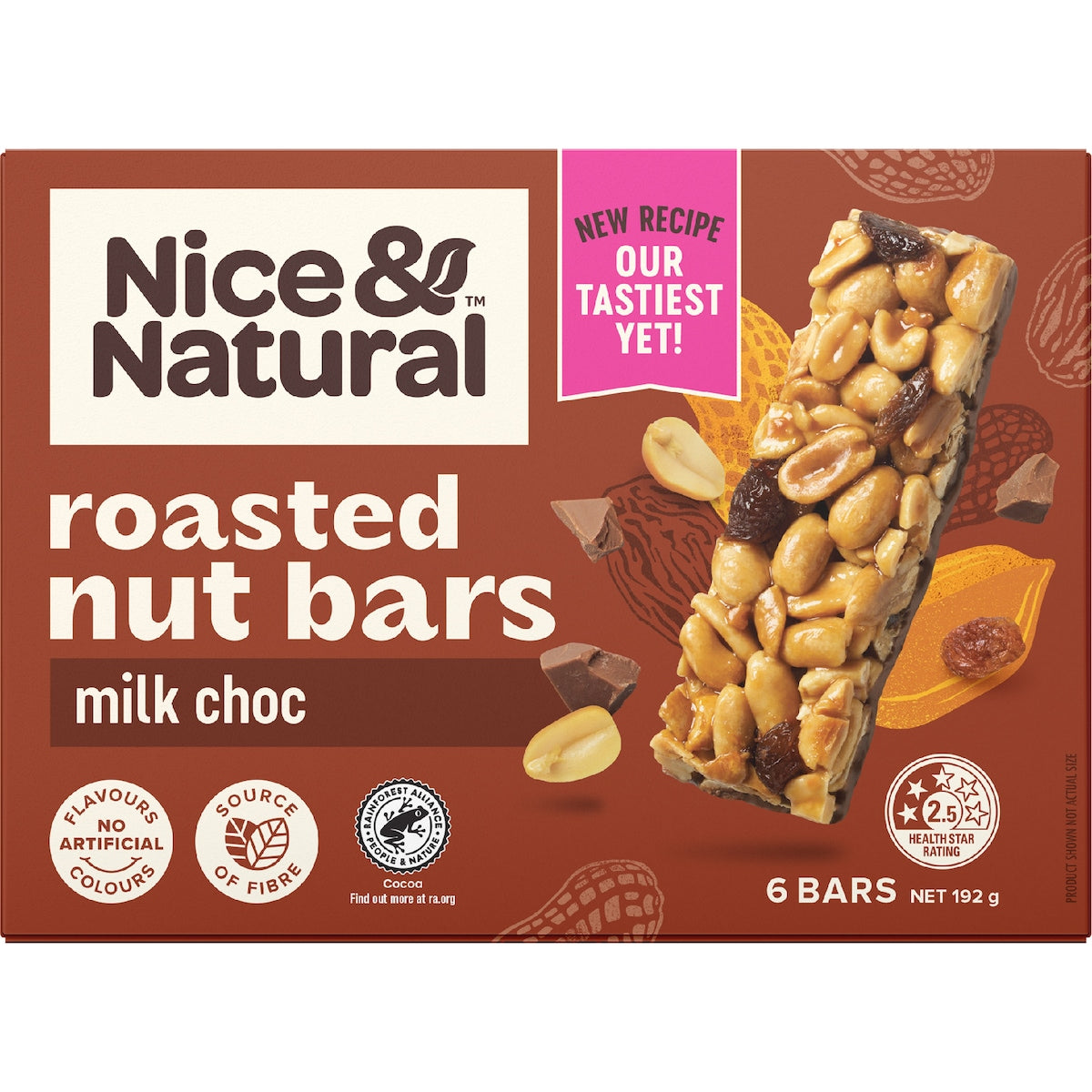 Nice & Natural Roasted Nut Bars Milk Choc 6 Pack