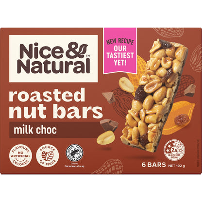 Nice & Natural Roasted Nut Bars Milk Choc 6 Pack