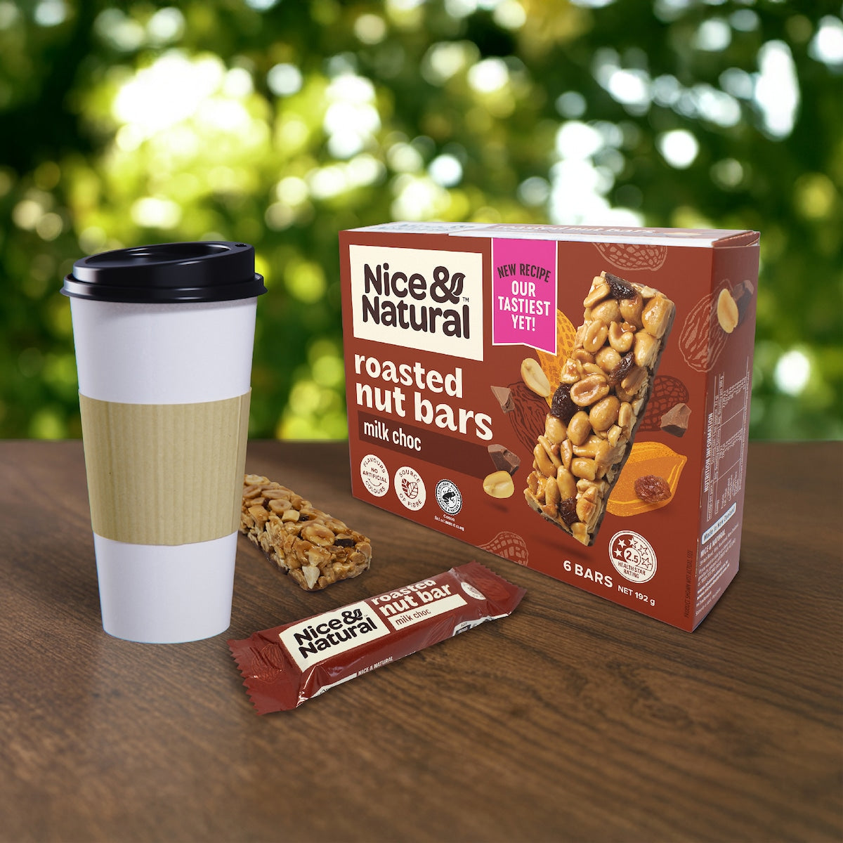 Nice & Natural Roasted Nut Bars Milk Choc 6 Pack