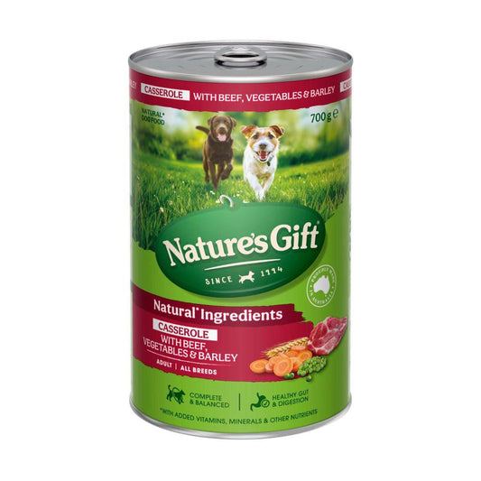 Nature's Gift Adult Wet Dog Food All Breeds Casserole Gravy Beef- Vegetables & Barley - 700g