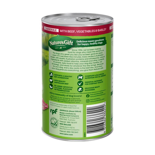 Nature's Gift Adult Wet Dog Food All Breeds Casserole Gravy Beef- Vegetables & Barley - 700g