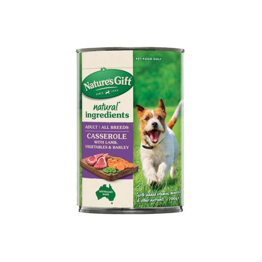 Nature's Gift Adult All Breeds Wet Dog Food Casserole Gravy Lamb Vegetables & Barl ... 700g