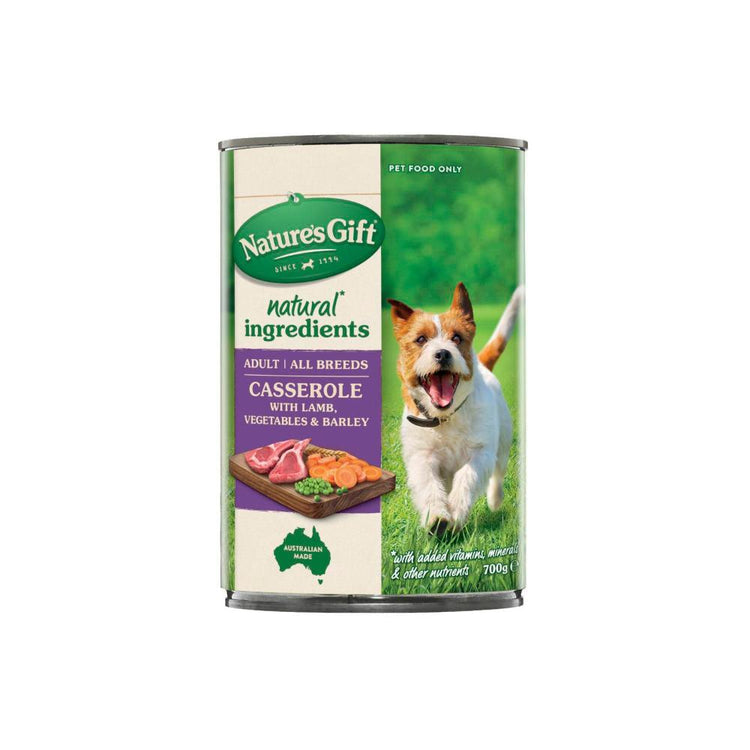Nature's Gift Adult All Breeds Wet Dog Food Casserole Gravy Lamb Vegetables & Barl ... 700g