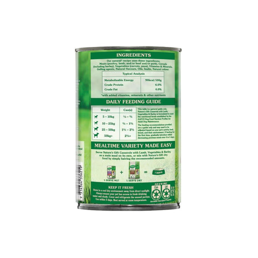 Nature's Gift Adult All Breeds Wet Dog Food Casserole Gravy Lamb Vegetables & Barl ... 700g
