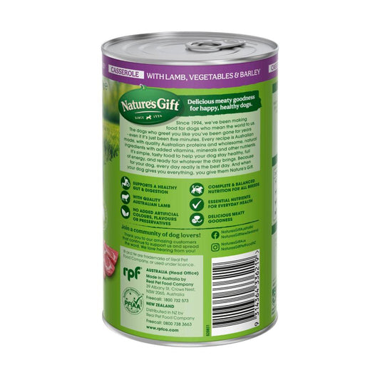 Nature's Gift Adult All Breeds Wet Dog Food Casserole Gravy Lamb Vegetables & Barley - 700g