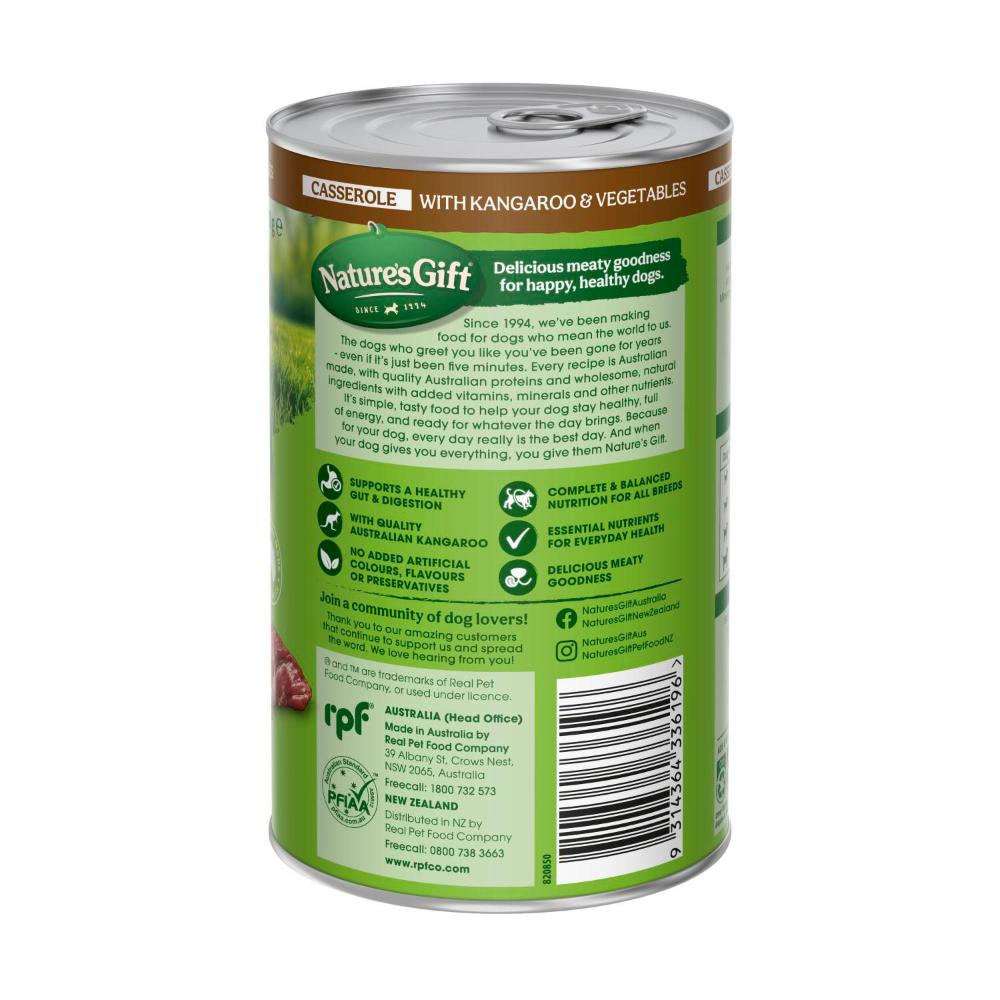 Nature's Gift Adult All Breeds Wet Dog Food Casserole Gravy Kangaroo & Vegetables - 700g
