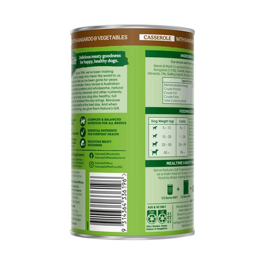 Nature's Gift Adult All Breeds Wet Dog Food Casserole Gravy Kangaroo & Vegetables - 700g