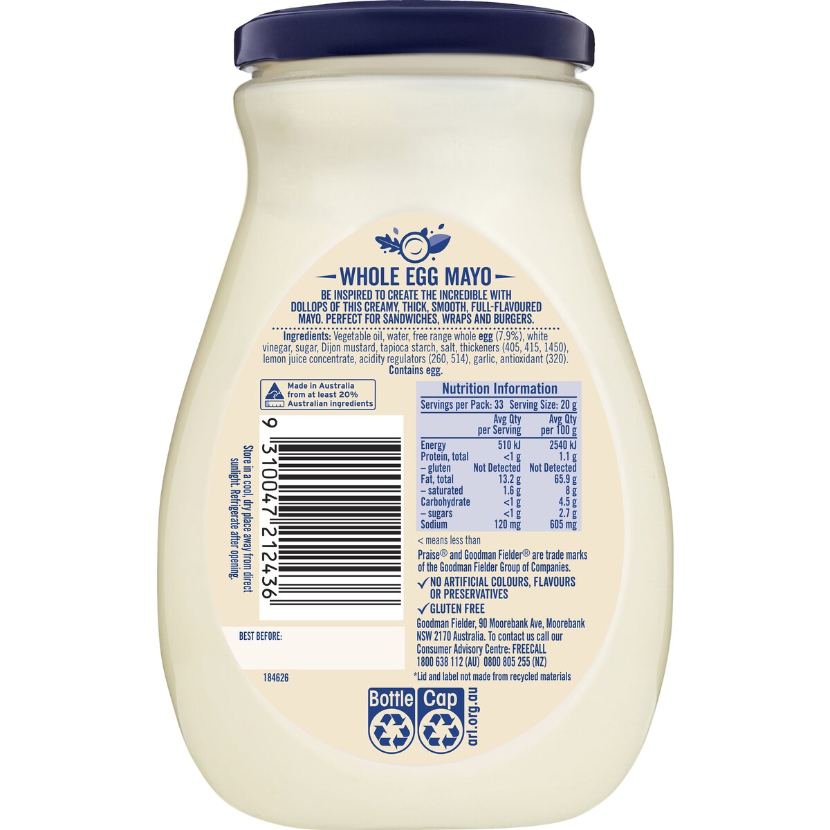 Praise Whole Egg Mayonnaise Whole Egg 670g