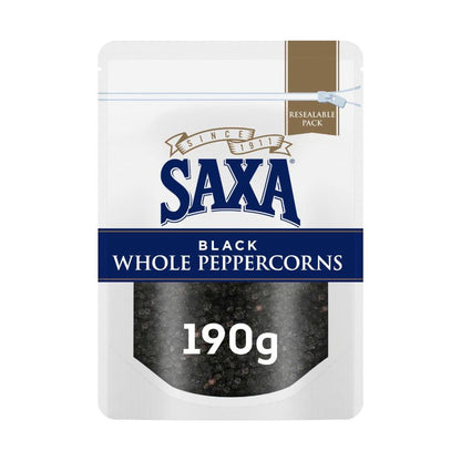 Saxa Pepper Black Whole Peppercorns Refill - 190g