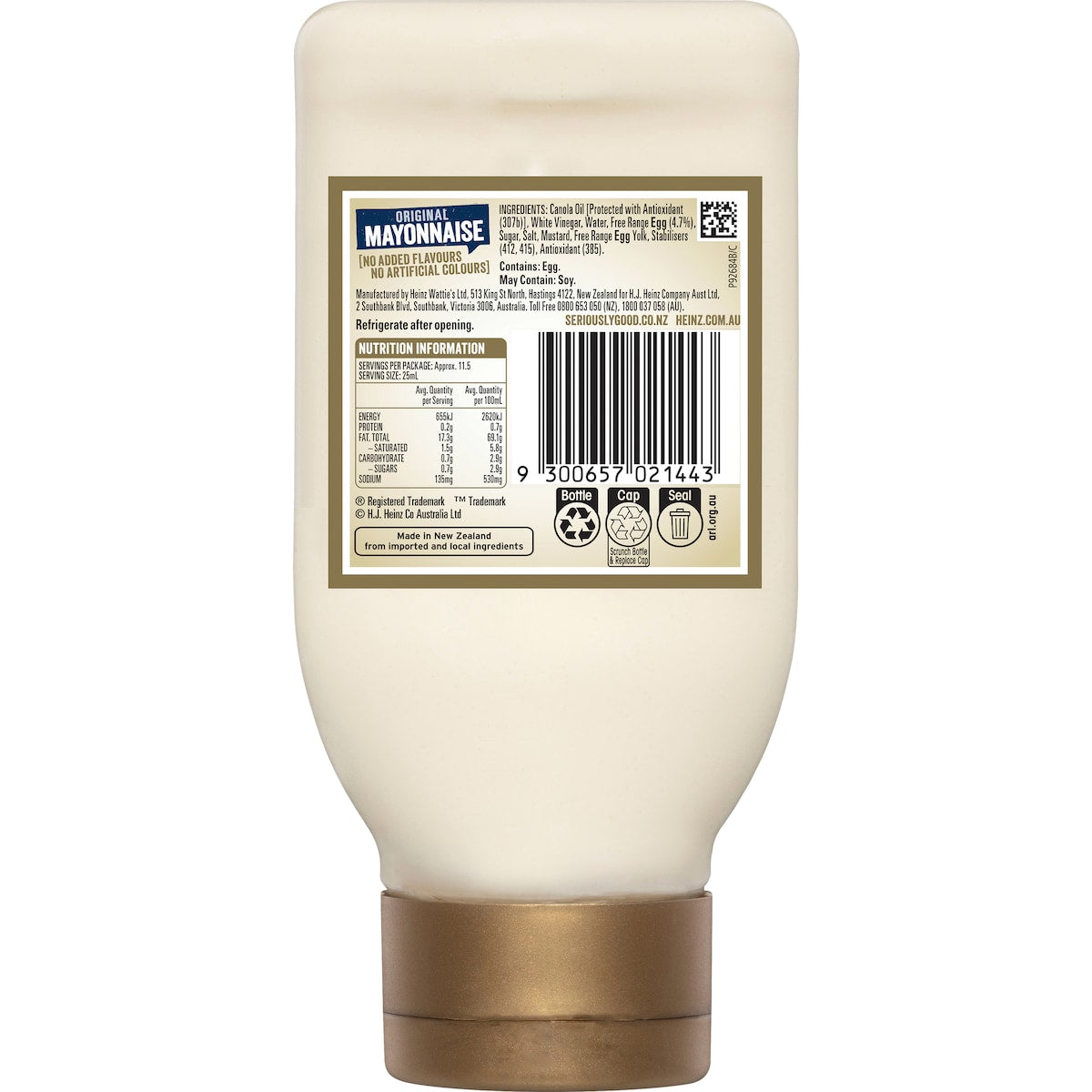 Heinz Seriously Good Mayonnaise Original Mayo 295mL