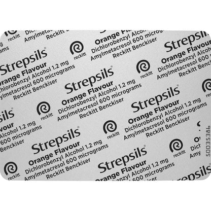 Strepsils Double Antibacterial Soothing Sore Throat Lozenges Orange 16 Pack