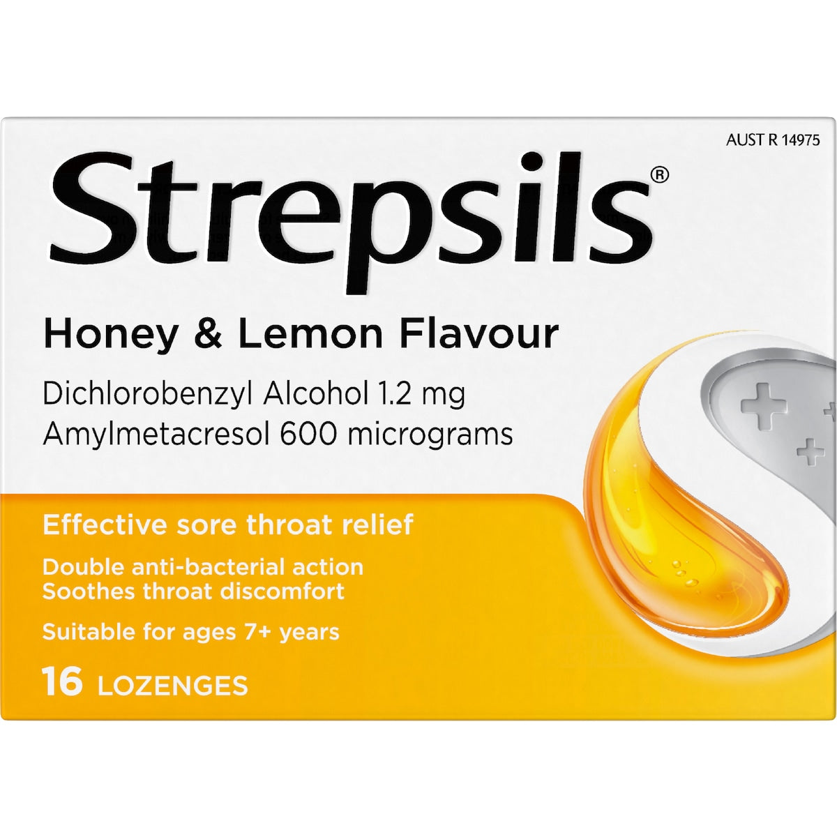 Strepsils Sore Throat Antibacterial Lozenge Honey & Lemon 16 Pack