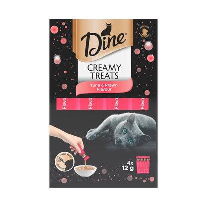 Dine Creamy Treats Cat Treats Tuna & Prawn Flavour 4x12g Sachets - 4 pack